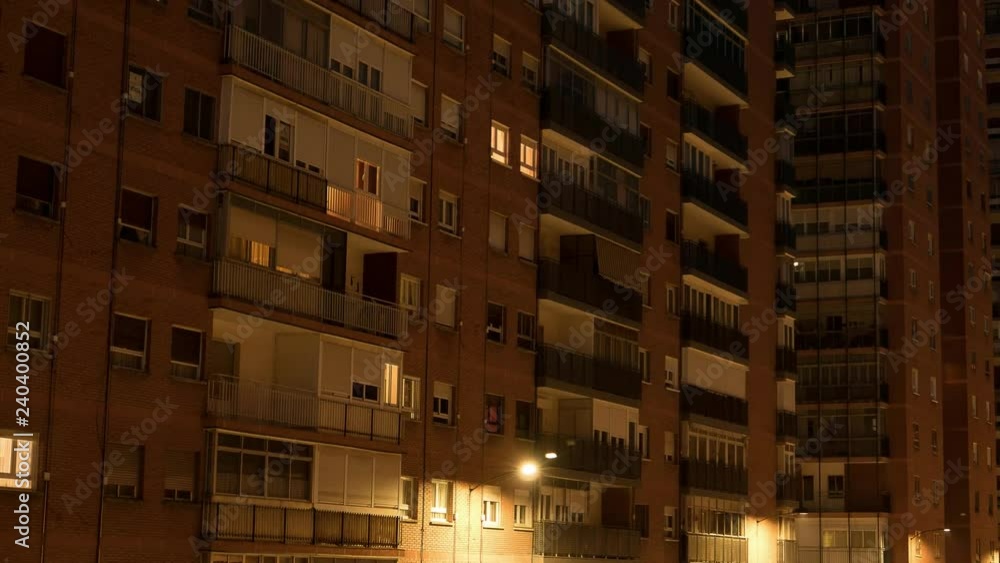 time lapse from block to apartment at nightfall, time lapse from block to apartment at nightfall,