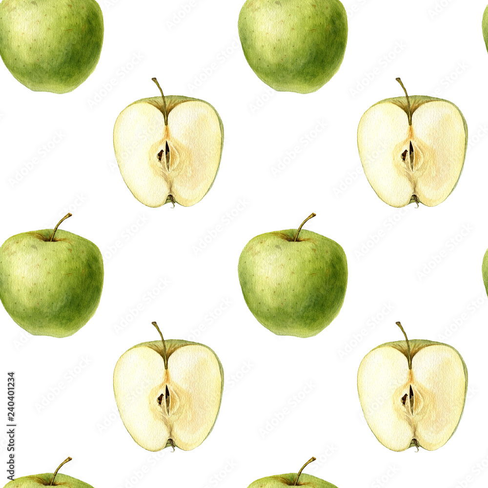 watercolor drawing seamless pattern with apples watercolor drawing seamless pattern with apples