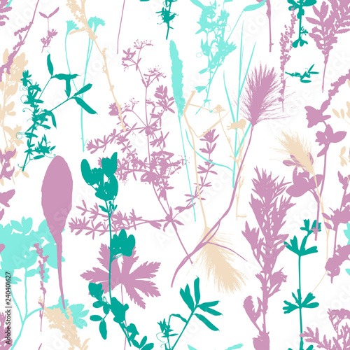 seamless pattern with leaves silhouettes