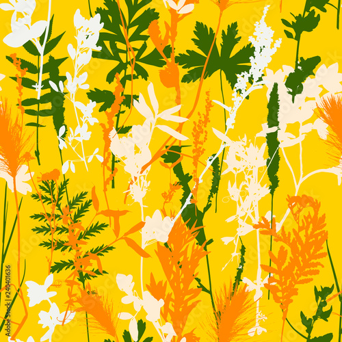seamless pattern with leaves silhouettes