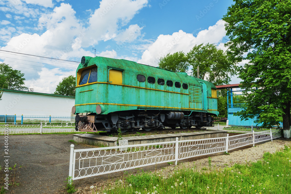 Narrow-gauge locomotive TU-169 on the pedestal. Narrow-gauge locomotive TU-169 on the pedestal.