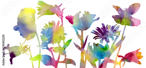 watercolor silhouettes of wild flowers