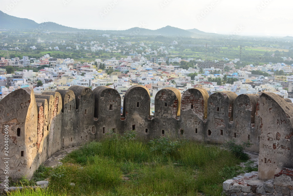 Namakkal, Tamilnadu - India - October 17, 2018: View of Namakkal from Hillock