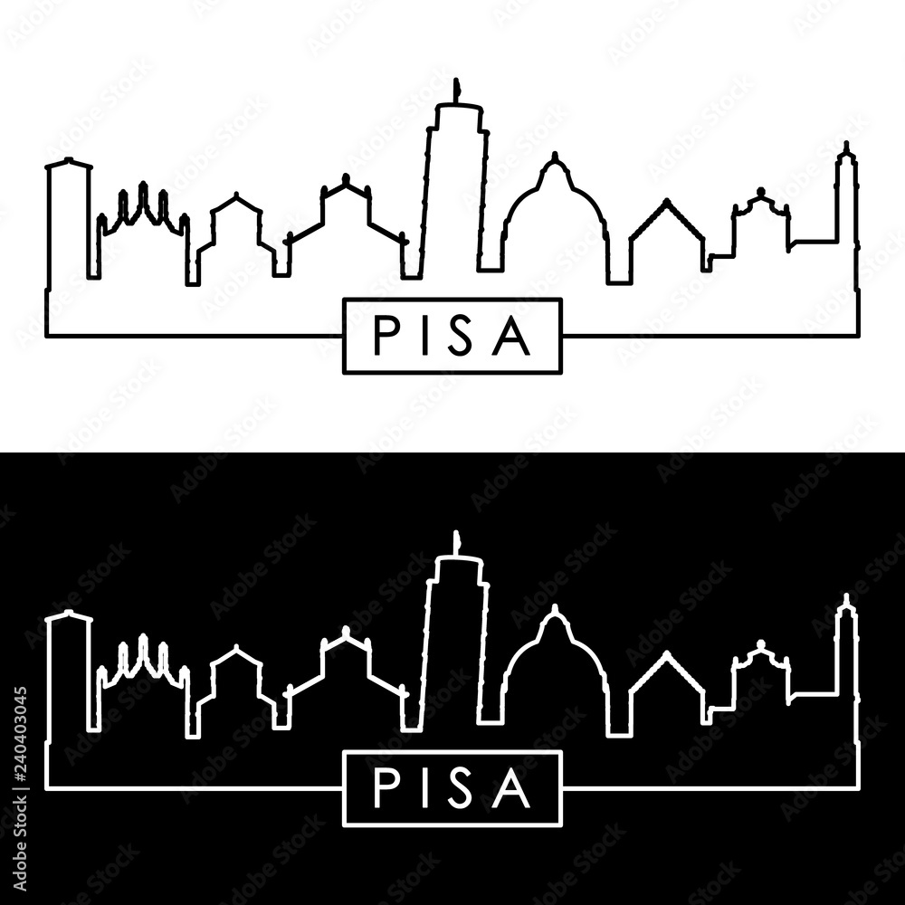 Pisa skyline. Linear style. Editable vector file.