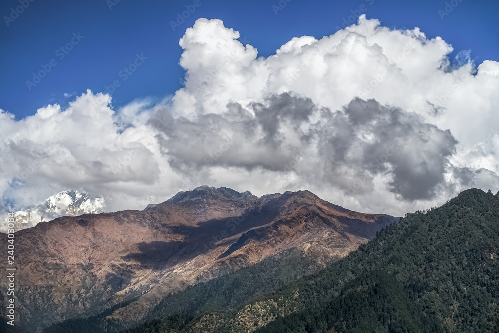Clouds above Highlands in the Himalaya Mountains in Nepal