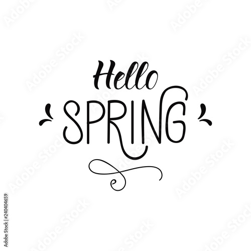 Hello Spring. lettering. design for holiday greeting card and invitation of seasonal spring holiday.