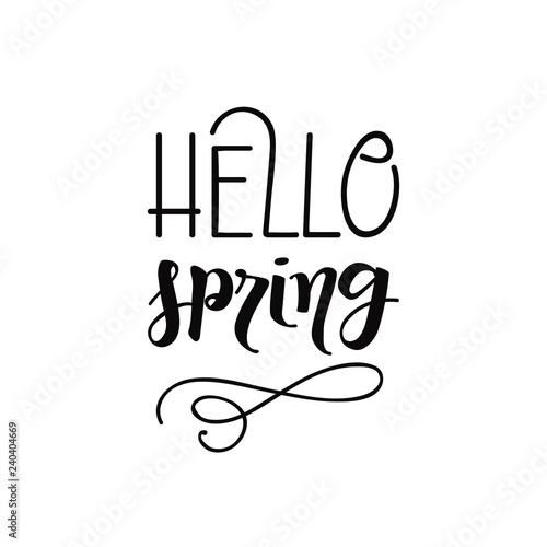 Hello Spring. lettering. design for holiday greeting card and invitation of seasonal spring holiday.