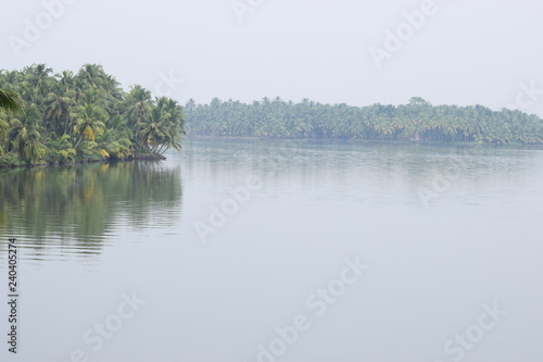 Kannur, Kerala, India: December 15, 2018 - Kavvayi backwaters view.