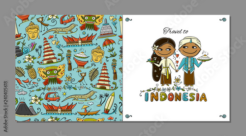 Travel to Indonesia. Greeting card for your design