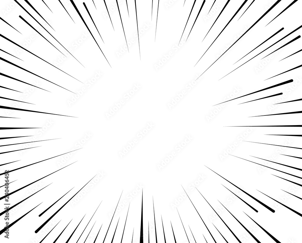 Vector radial lines. Concept of speed, movement, black color. Design elements manga, cartoon, comics. Illustration on isolated background. Vector radial lines. Concept of speed, movement, black color. Design elements manga, cartoon, comics. Illustration on isolated background.