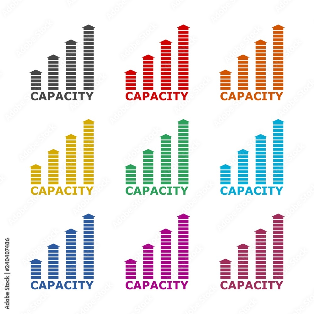 Rising business graph icon or logo, color set