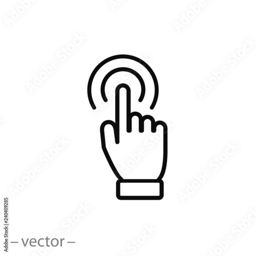 The index finger of the hand presses icon vector