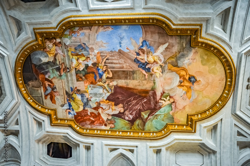 Fresco of The Miracle of the Chains by Giovanni Battista Parodi (1706).  San Pietro in Vincoli church, Rome, Italy photo