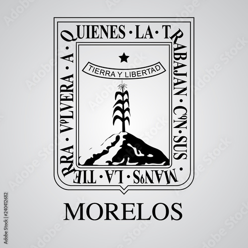 Silhouette of Morelos Coat of Arms. Mexican State. Vector illustration
