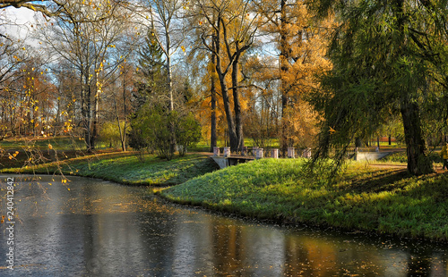 canal in the autumn park photo