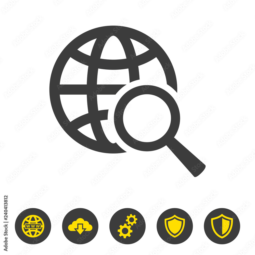 Global search icon on white background. Global search icon on white background.