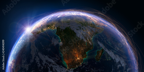 Planet Earth and aviation routes. 3D rendering