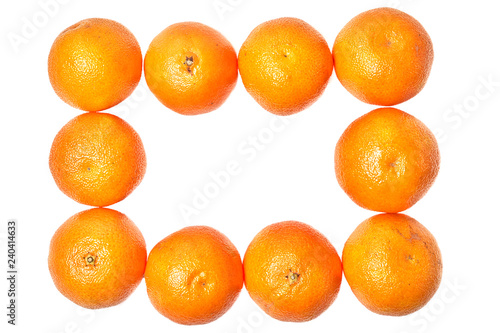 Lots of ripe mandarins isolated on white background