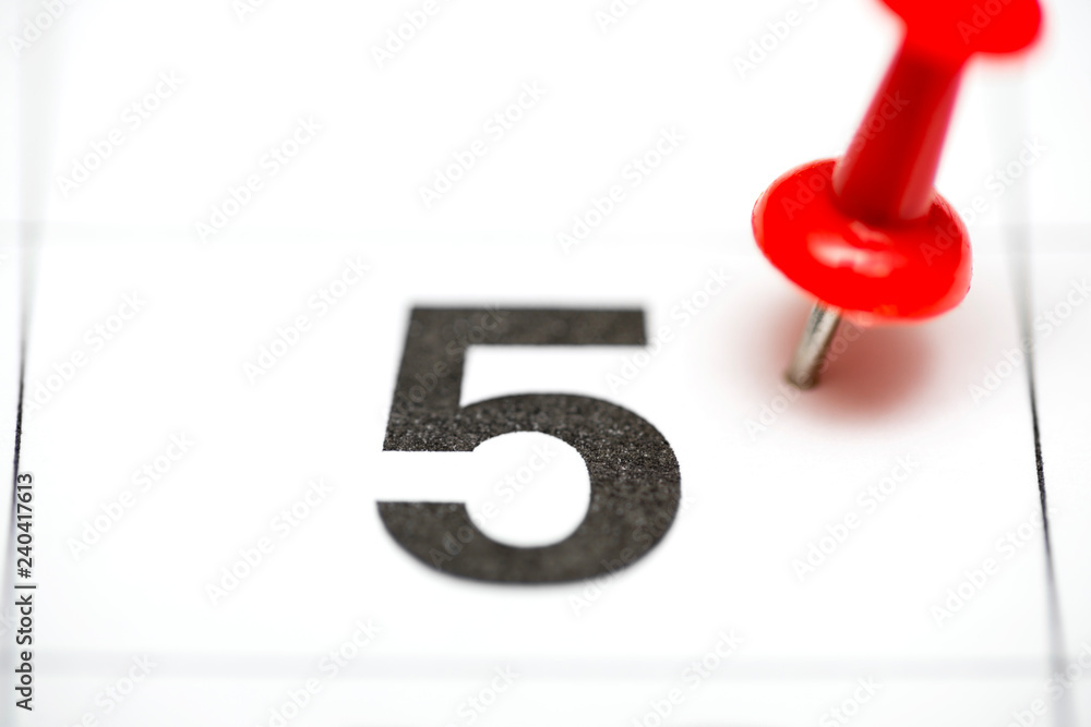 Pin on the date number 5. The fifth day of the month is marked with a red thumbtack. Pin on calendar Pin on the date number 5. The fifth day of the month is marked with a red thumbtack. Pin on calendar
