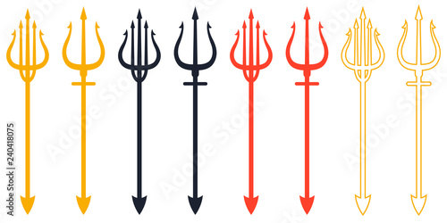 Trident, vector illustration. set of icons.