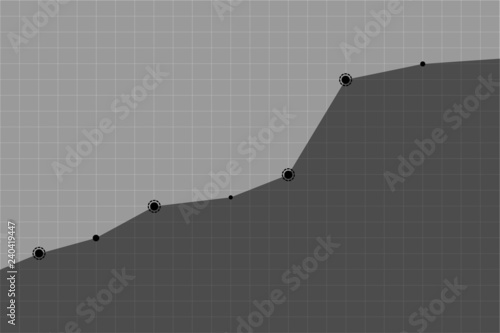 Upward growth trend of business or organization on gray or black grid background vector illustration