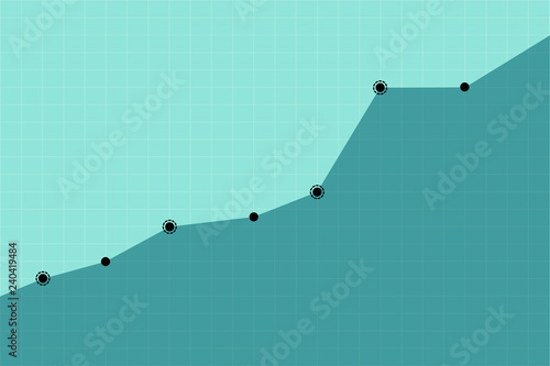 Upward growth trend of business or organization on blue graph background vector illustration