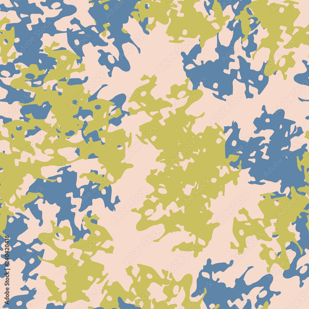 Urban camouflage of various shades of blue, yellow and beige colors Urban camouflage of various shades of blue, yellow and beige colors