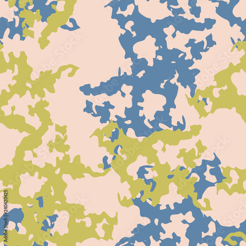 Urban camouflage of various shades of blue, yellow and beige colors