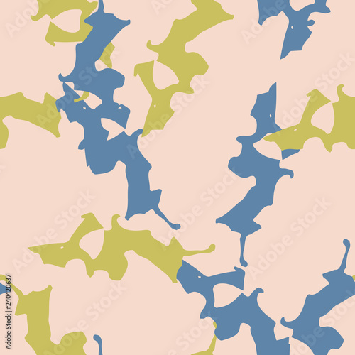 Urban camouflage of various shades of blue, yellow and beige colors