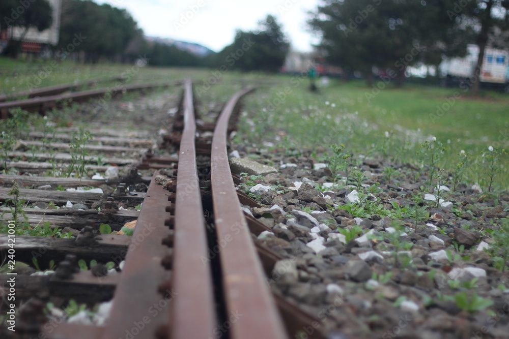 train rails perspective. railway transportation train rails perspective. railway transportation