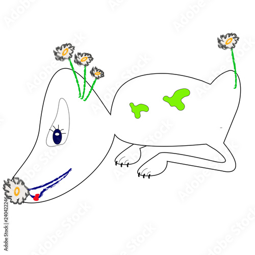 Cute beautiful camomile fox isolated on white background