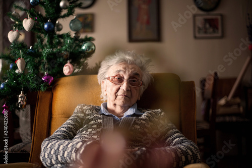 Grandmother alone on  Christmas.