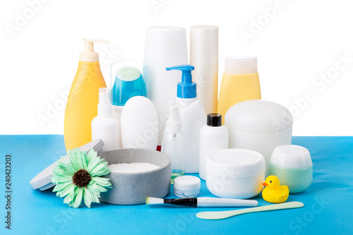 A lot of different cosmetic products for personal care