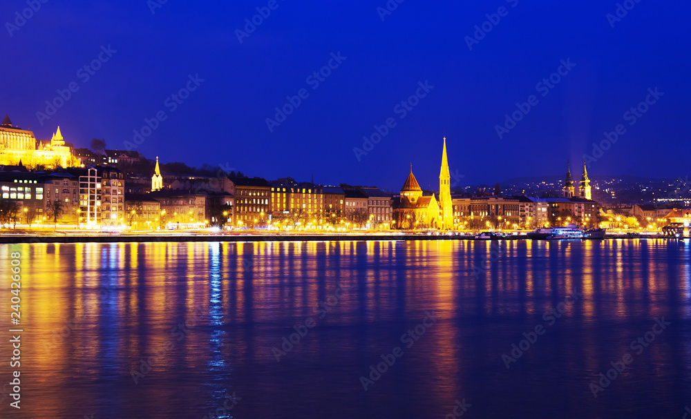Wonderfulnight Budapest . View onSaint Anna Church  and  Mattias  Temple