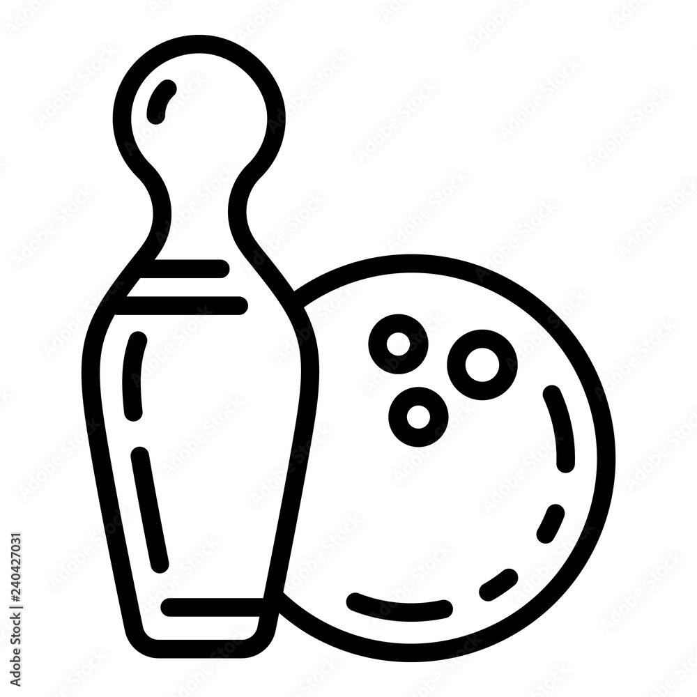 Fototapeta premium Bowling ball icon. Outline bowling ball vector icon for web design isolated on white background