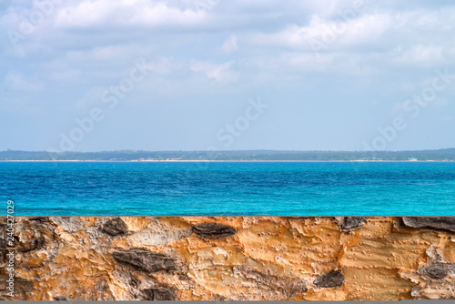 Colorful exotic seascape near Zanzibar shore in Africa