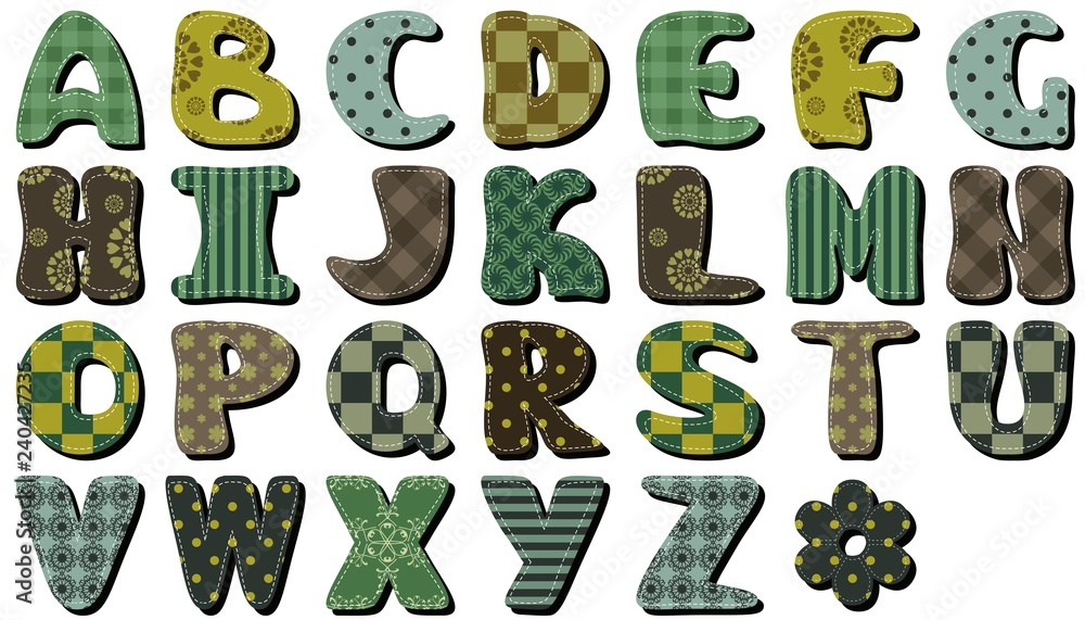 Naklejka premium scrapbook alphabet on white background 