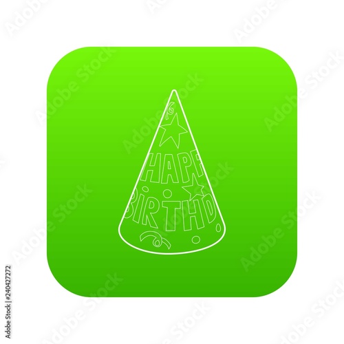 Cap icon green vector isolated on white background