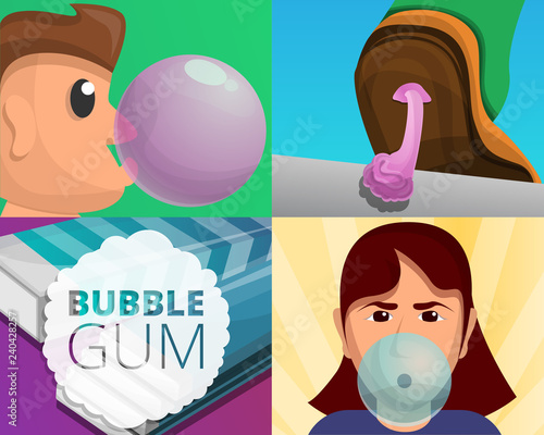 Gum banner set. Cartoon illustration of gum vector banner set for web design