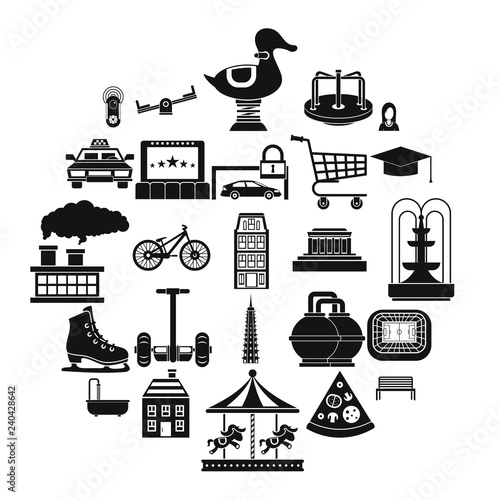 City hobby icons set. Simple set of 25 city hobby vector icons for web isolated on white background