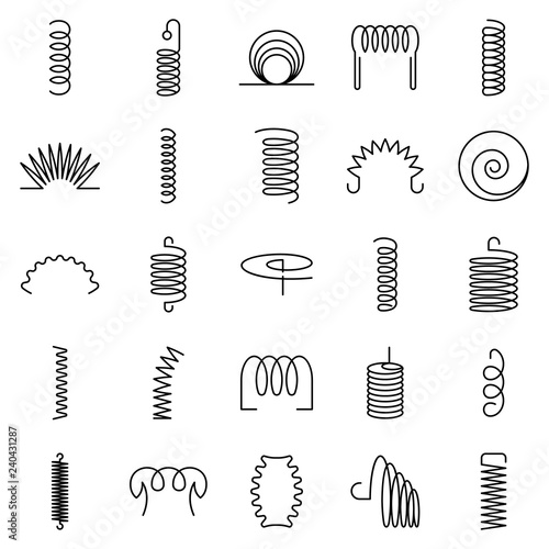 Coil icon set. Outline set of coil vector icons for web design isolated on white background photo