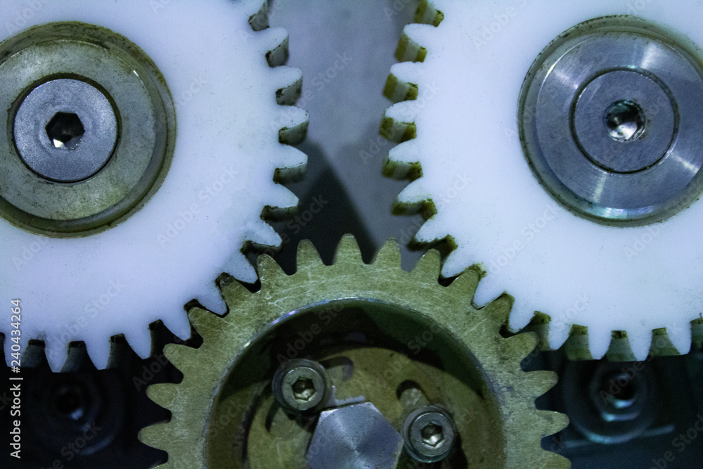 A block of cog-wheels is in the mechanism of management of serve of machine-tool.. A block of cog-wheels is in the mechanism of management of serve of machine-tool..