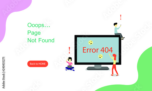 Ooops page not found error 404 vector illustration for web page under construction