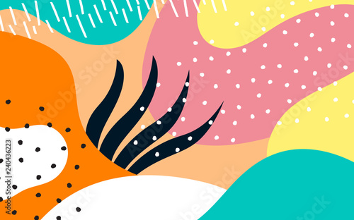 Abstract background with hand drawn textures, memphis style