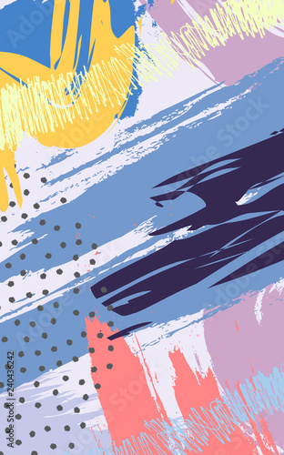 Abstract background with brush strokes in memphis style