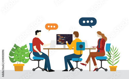 programmer engineer team startup discuss on the office together share argument