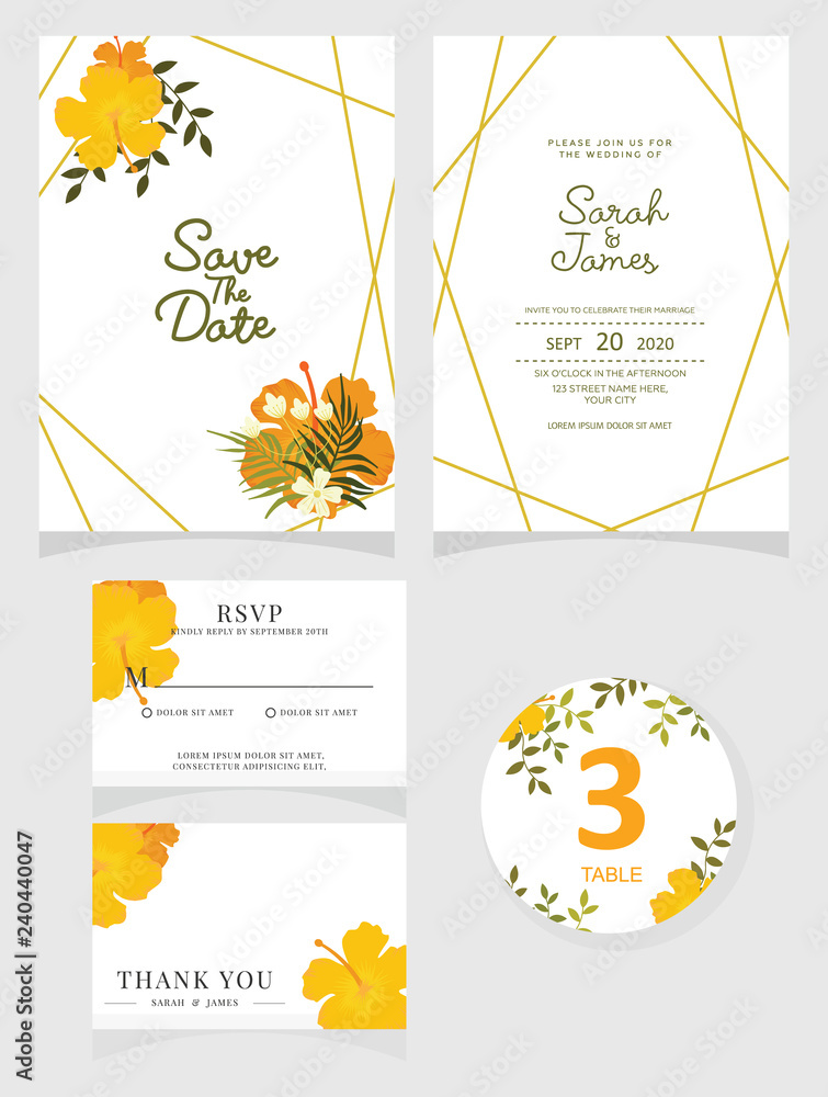 Naklejka premium Wedding invitation card. Vector illustration