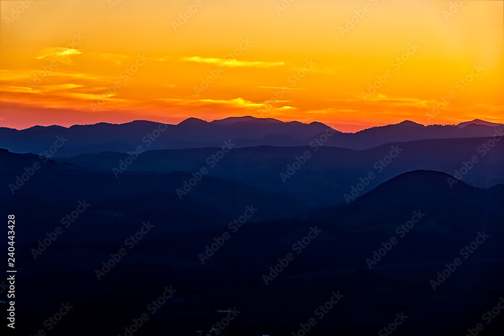 Layers of Mountains at Sunset