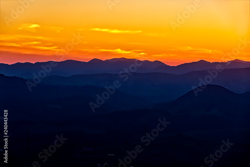 Layers of Mountains at Sunset