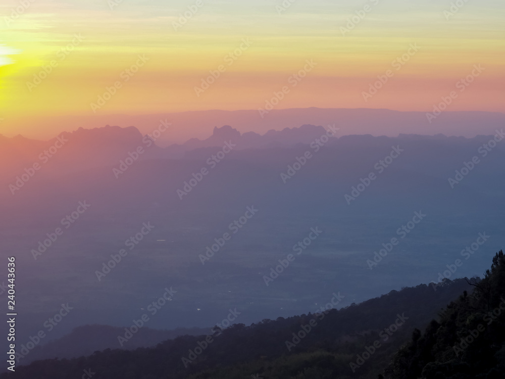 Fototapeta premium Dawn in the mountains. Morning.